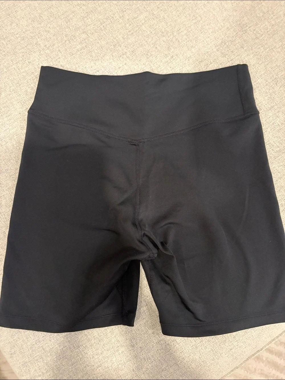 Nike Women’s Black Mid-Rise Bike Shorts with White Swoosh